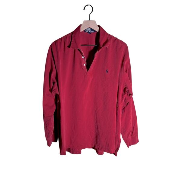 POLO RALPH LAUREN Red long sleeve rugby shirt L - Picture 1 of 6